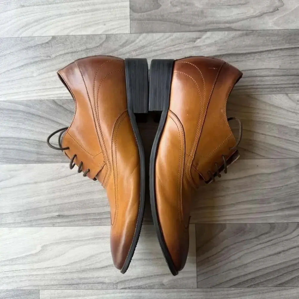 Vintage Tan Leather Oxford Dress Shoes Mens 9